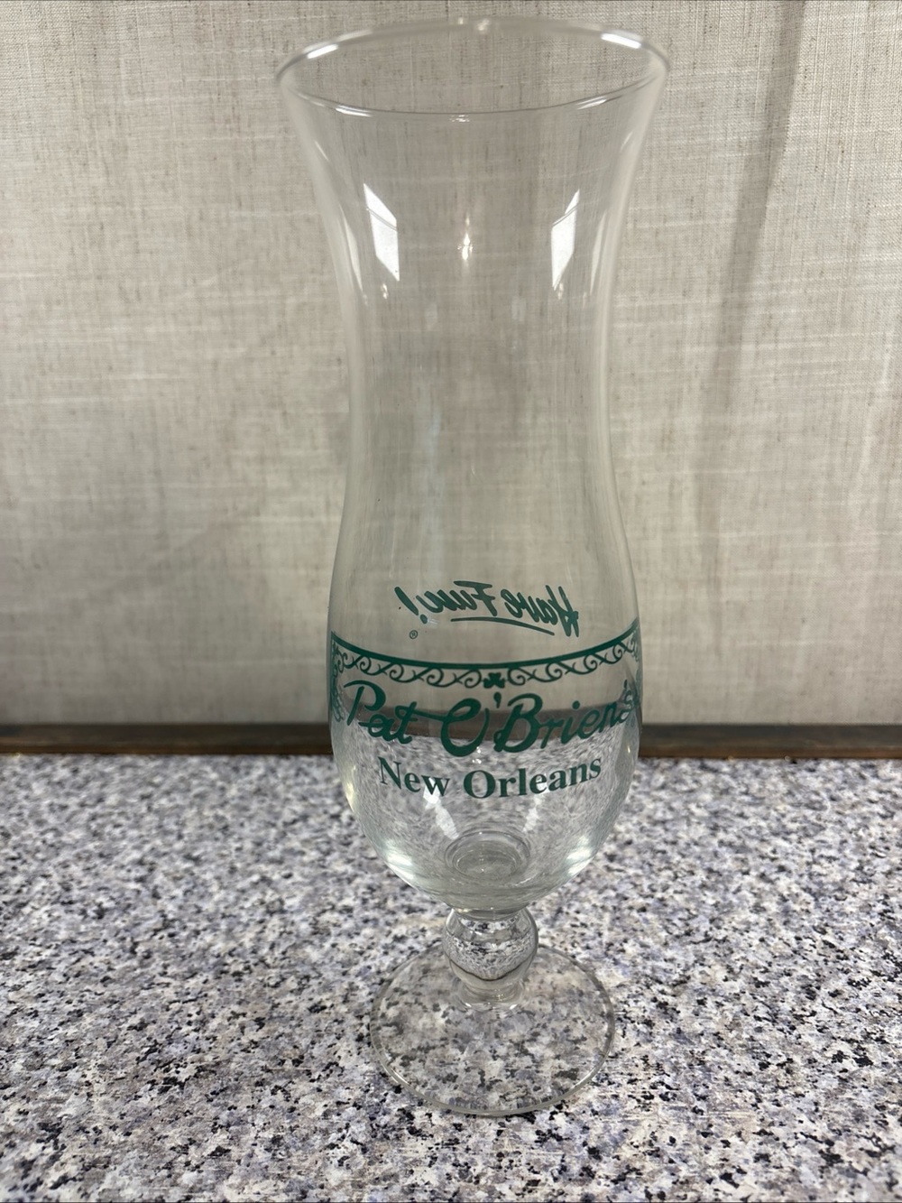 Original Pat O'Brien's Stemmed Hurricane Glass New Orleans "Have Fun" - Picture 2 of 4